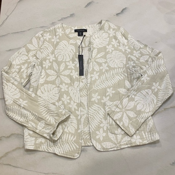 Tahari Jackets & Blazers - Tahari Jacket size Small Linen Cotten Blend Tan White NWT
